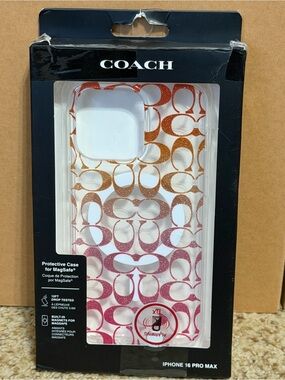 COACH Gradient Signature MagSafe Case in Pink and Orange